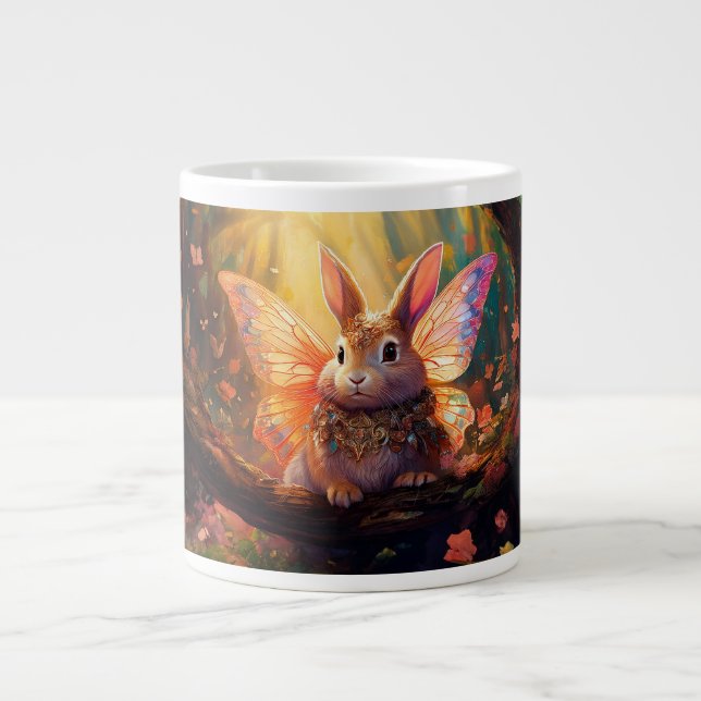 Grande Tasse Lapin Whimsical dans une forêt enchantée (Devant)