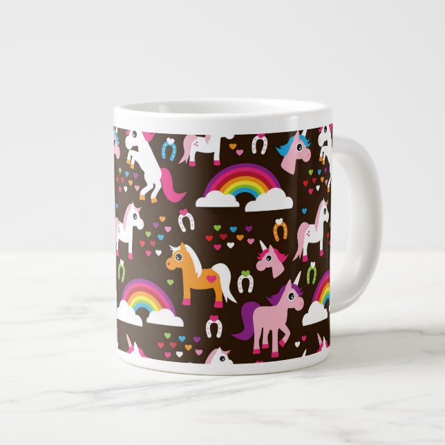 Grande Tasse l'arc-en-ciel de licorne badine le cheval (Devant droit)