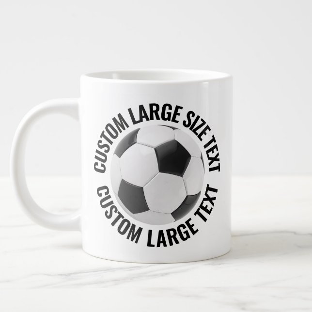 Grande Tasse Large Size Personalized Text Soccer Ball Custom (Gauche)