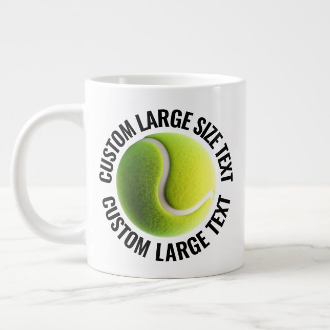 Grande Tasse Large Size Personalized Text Tennis Ball Custom (Gauche)