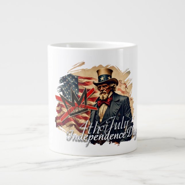 Grande Tasse L'art de la fête de l'indépendance de l'oncle Sam  (Devant)
