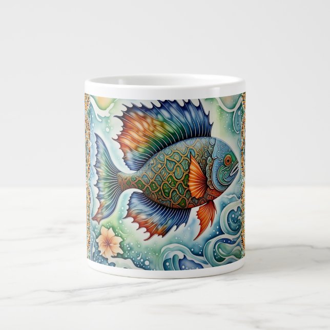 Grande Tasse L'art du poisson batik (Devant)
