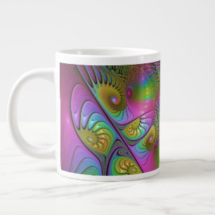Grande Tasse L'Art Fractal Abstrait, Lumineux Et Coloré