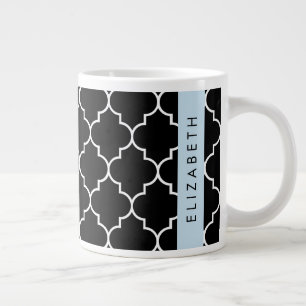 Grande Tasse Latticwork Noir Et Blanc, Trellis, Votre Nom