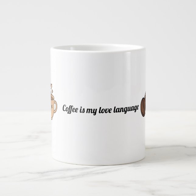 Grande Tasse Le café est mon langage de l'amour (Devant)
