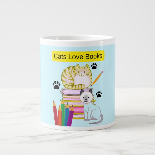 Grande Tasse Le chat aime les livres (Devant)