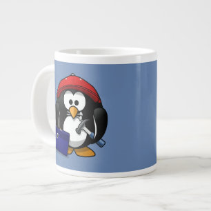 Grande Tasse Le dessinateur Penguin aux Arrière - plans bleus