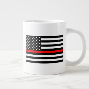 Grande Tasse Le drapeau américain blanc et noir de la ligne rou