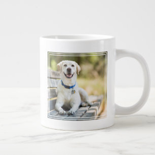 Grande Tasse Le Labrador Jaune Est Sur Le Banc