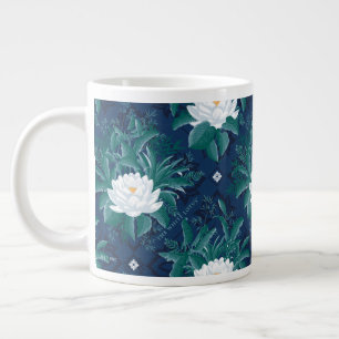 Grande Tasse Le Motif blanc Lotus Midnight Lotus
