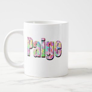 Grande Tasse Le nom "Paige" réalisé avec des papillons colorés,