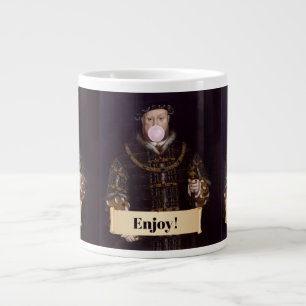 Grande Tasse Le roi Henri VIII soufflant du chewing-gum rose