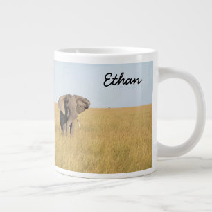 Grande Tasse L'éléphant africain personnalise le nom sérieuseme