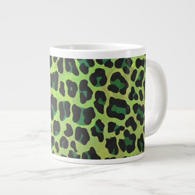 Grande Tasse Léopard noir et vert (Devant droit)