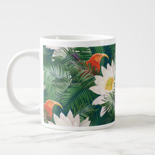 Grande Tasse Les Blancs Lotus Tropical Birds & Lotus Motif