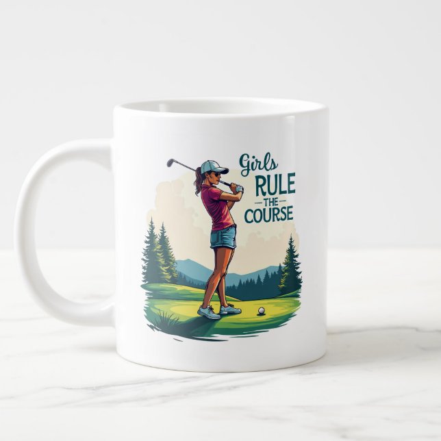 Grande Tasse Les filles gouvernent le parcours Retro Golf Illus (Gauche)