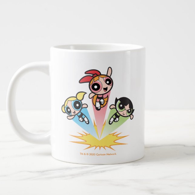 Grande Tasse Les Filles Powerpuff Se Lancent Dans L'Air (Gauche)