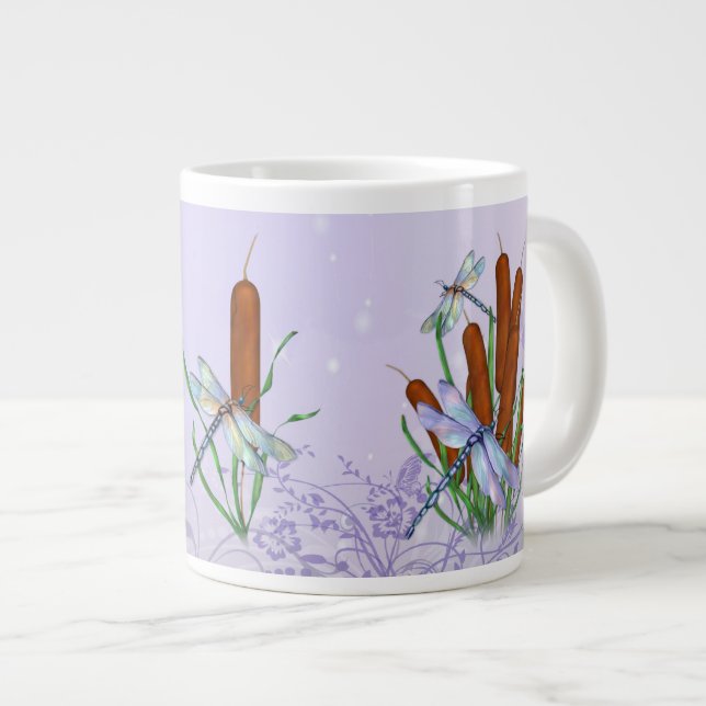 Grande Tasse Les libellules Pastel et les arbustes (Devant droit)