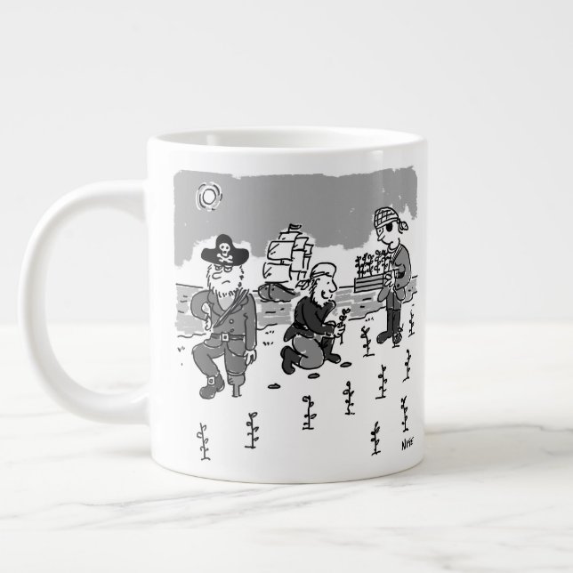 Grande Tasse Les pirates jardinent à l'aide d'une jambe en bois (Gauche)