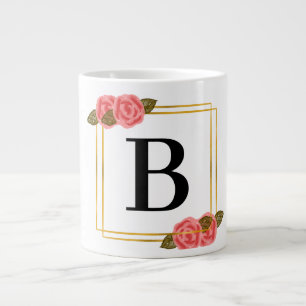 Grande Tasse lettre B avec cadre doré   Personnalisé