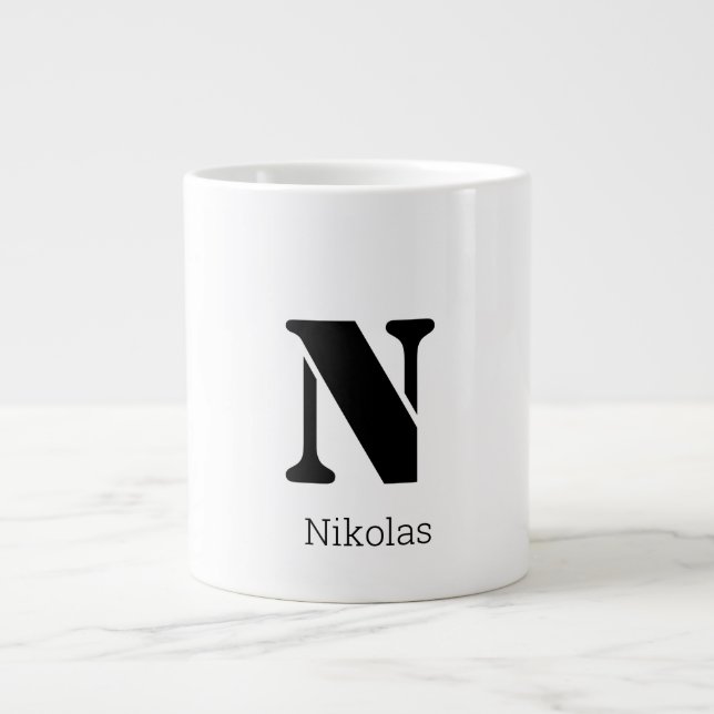 Grande Tasse LETTRE CHIMIQUE INITIALE Simple MONogramme Noir &  (Devant)