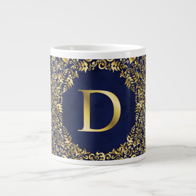 Grande Tasse Lettre D or Damask Pattern (Devant)