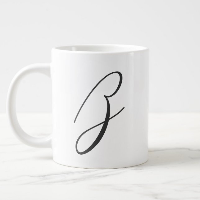 Grande Tasse Lettre initiale de script personnalisée | Monogram (Gauche)