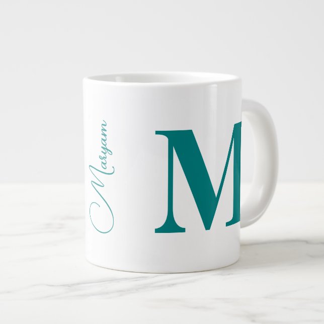 Grande Tasse Lettre initiale moderne & nom | Monogramme sarcell (Devant droit)