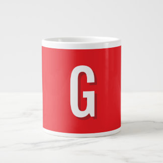 Grande Tasse Lettre initiale monogramme rouge blanc simple