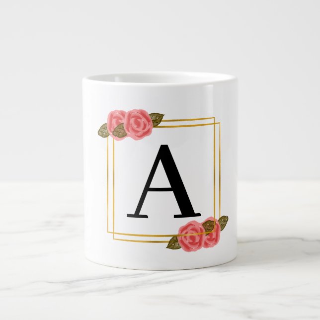 Grande Tasse Lettre monographique personnalisée A avec cadre do (Devant)