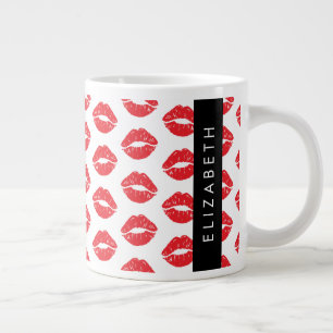 Grande Tasse Lèvres Rouges, Rouge, Motif Des Lèvres, Votre Nom