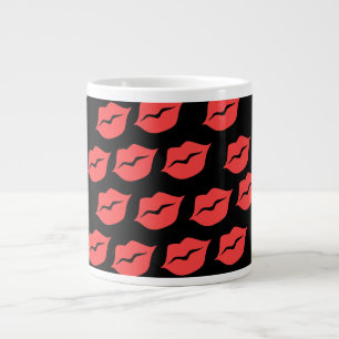 Grande Tasse Lèvres rouges sur noir
