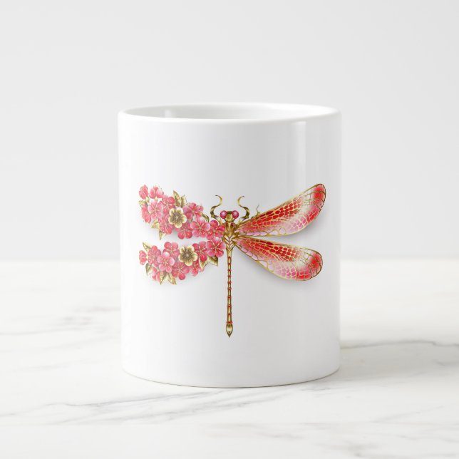 Grande Tasse libellule de fleurs avec sakura de bijoux (Devant)