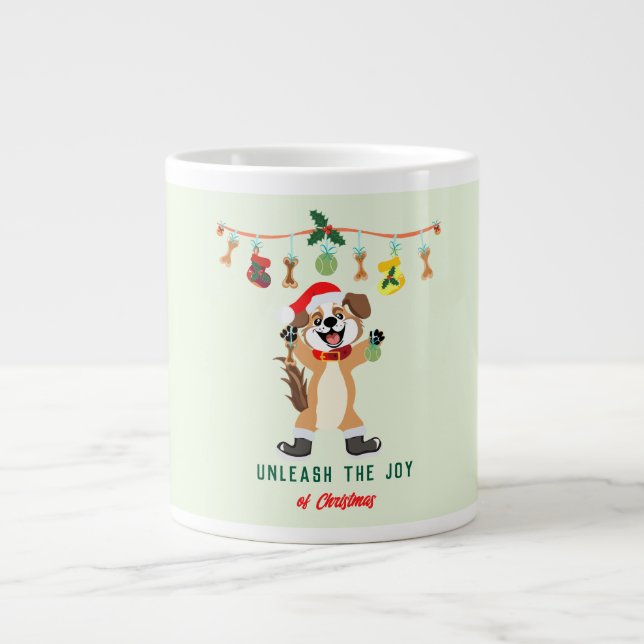 Grande Tasse Libérez La Joie De Noël Chien (Devant)