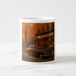 Grande Tasse Librairie Automne/Automne vintage et voiture
