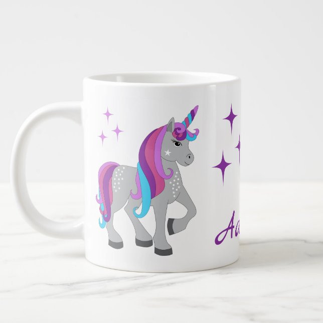 Grande Tasse Licorne Mignonne & Étoiles (Gauche)