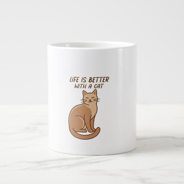Grande Tasse Life Is Better With a Cat – Cute Cat Lover Design (Devant)