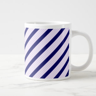 Grande Tasse Lilac et rayures blanches motif avec bleu marine