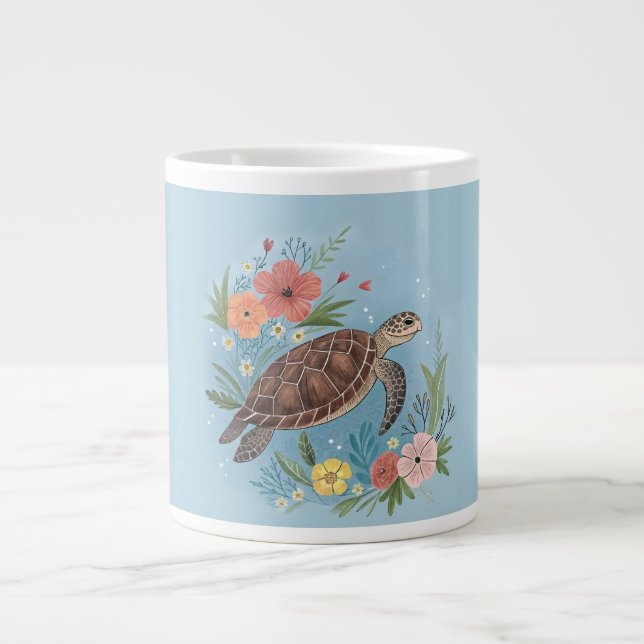 Grande Tasse L'illustration d'une tortue de mer (Devant)
