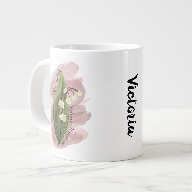 Grande Tasse Lily of the Valley Happiness Personnalisée (Devant gauche)