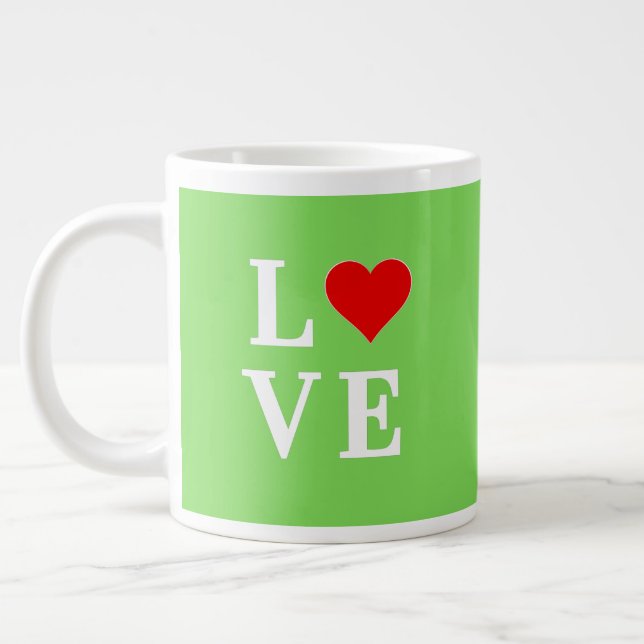 Grande Tasse Lime Green LOVE Design moderne (Gauche)