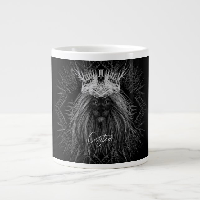 Grande Tasse Lion avec monogramme de couronne (Devant)