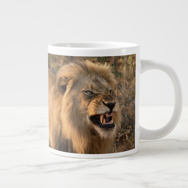 Grande Tasse LION DE Café Matin Avant Après Personnaliser Nom (Droite)