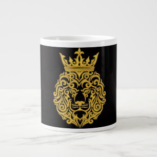 Grande Tasse Lion d'Or avec Couronne - Style de Broderie Majest