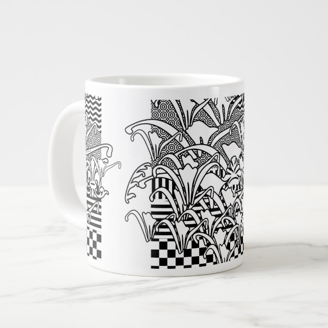 Grande Tasse Lis en noir et blanc (Devant gauche)