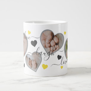 Grande Tasse Live Laugh Love Coeurs photo Black & Yellow