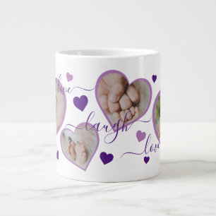 Grande Tasse Live Laugh Love Photo Hearts Purple