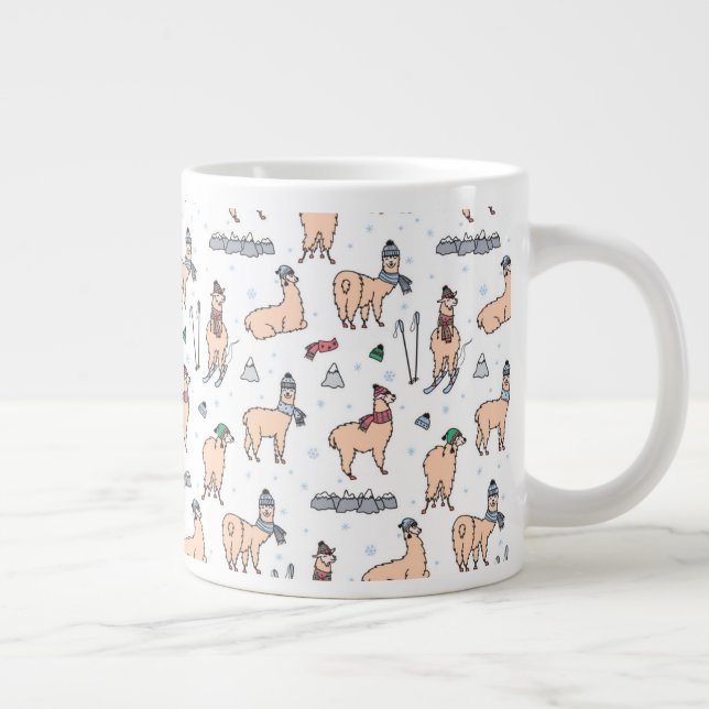 Grande Tasse Llamas In Casquette & Scarves SkiMotif (Droite)