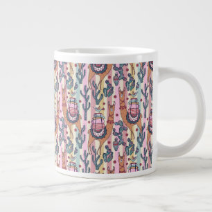 Grande Tasse Llamas On Stripes Motif