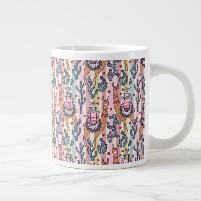 Grande Tasse Llamas On Stripes Motif (Droite)